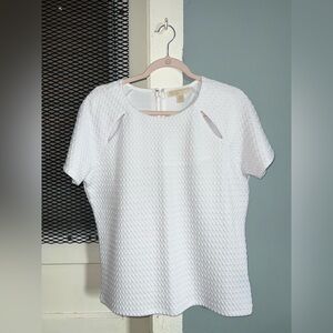Michael Kors White Textured Short Sleeve Top